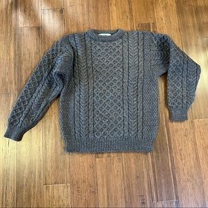 Authentic Irish Knit Brown Wool Sweater, Size Large—NEW